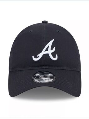 NWOT Atlanta Braves Black Baseball Cap with White Script 'A' Logo